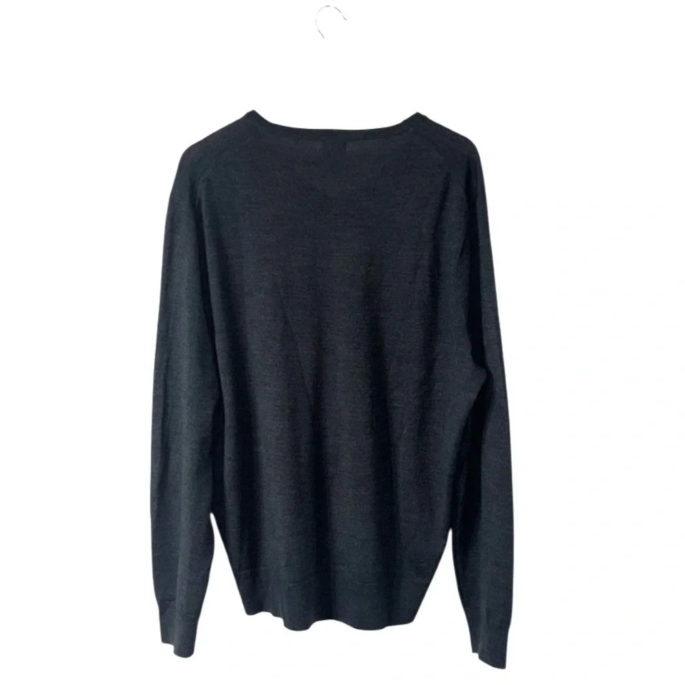 J. Crew Men’s V-Neck Sweater Charcoal Grey Merino Wool Soft Cozy Fall Size XXL